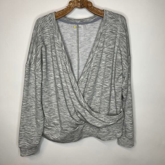 Zella Light Gray Wrap Top Sz Large Sooo Soft fabric - Picture 2 of 9